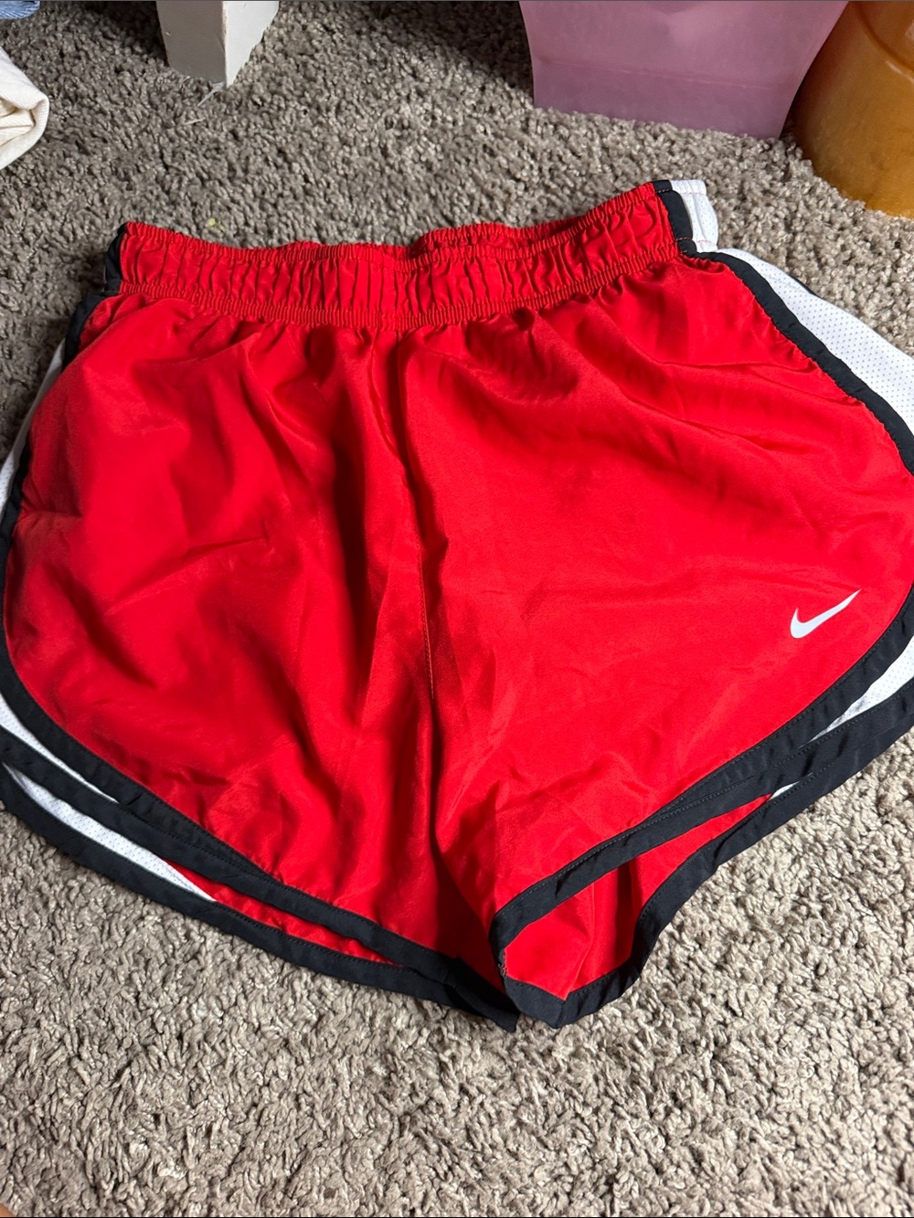 Nike Women’s Red Athletic Running Shorts with Black Trim